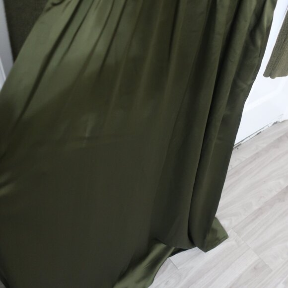 Olive Green Taylor Knit Satin Dress S NWOT - Picture 4 of 5